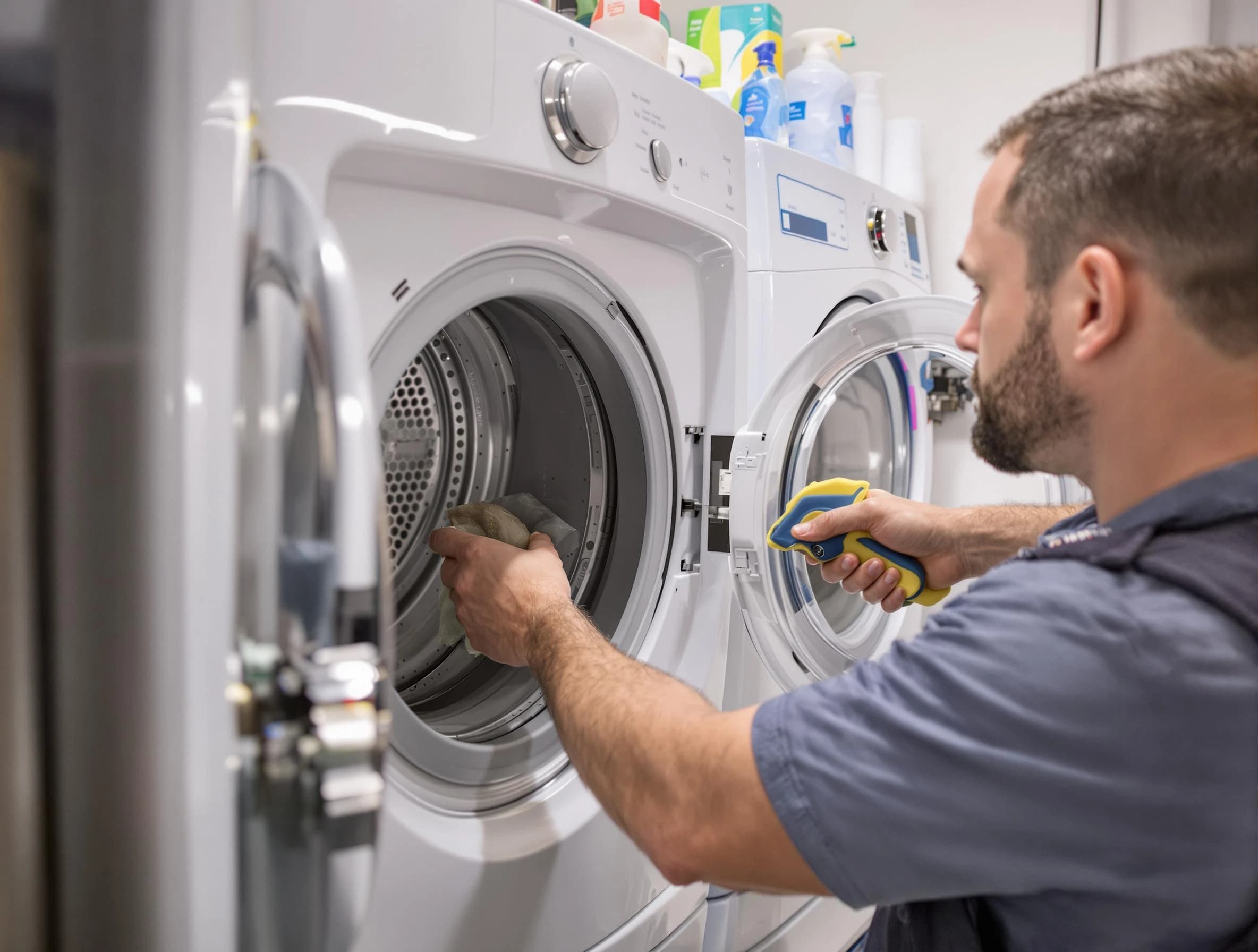 Corona Dryer Vent Cleaning specialist removing lint buildup from a dryer lint trap system in Corona