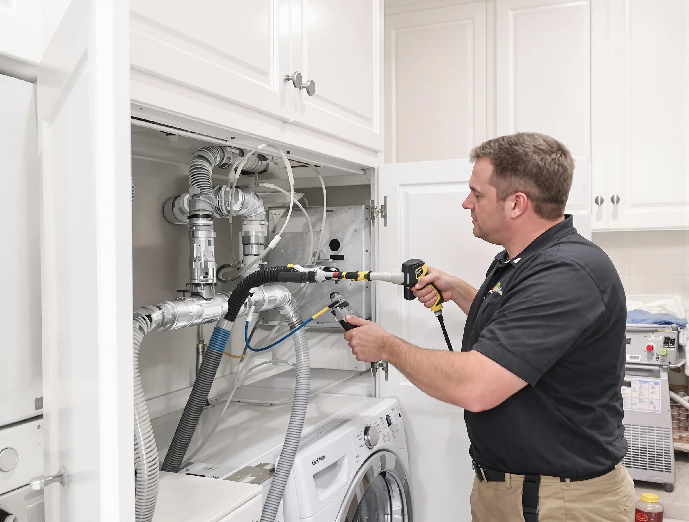 Corona Dryer Vent Cleaning professional removing severe blockage from a clogged dryer vent in Corona