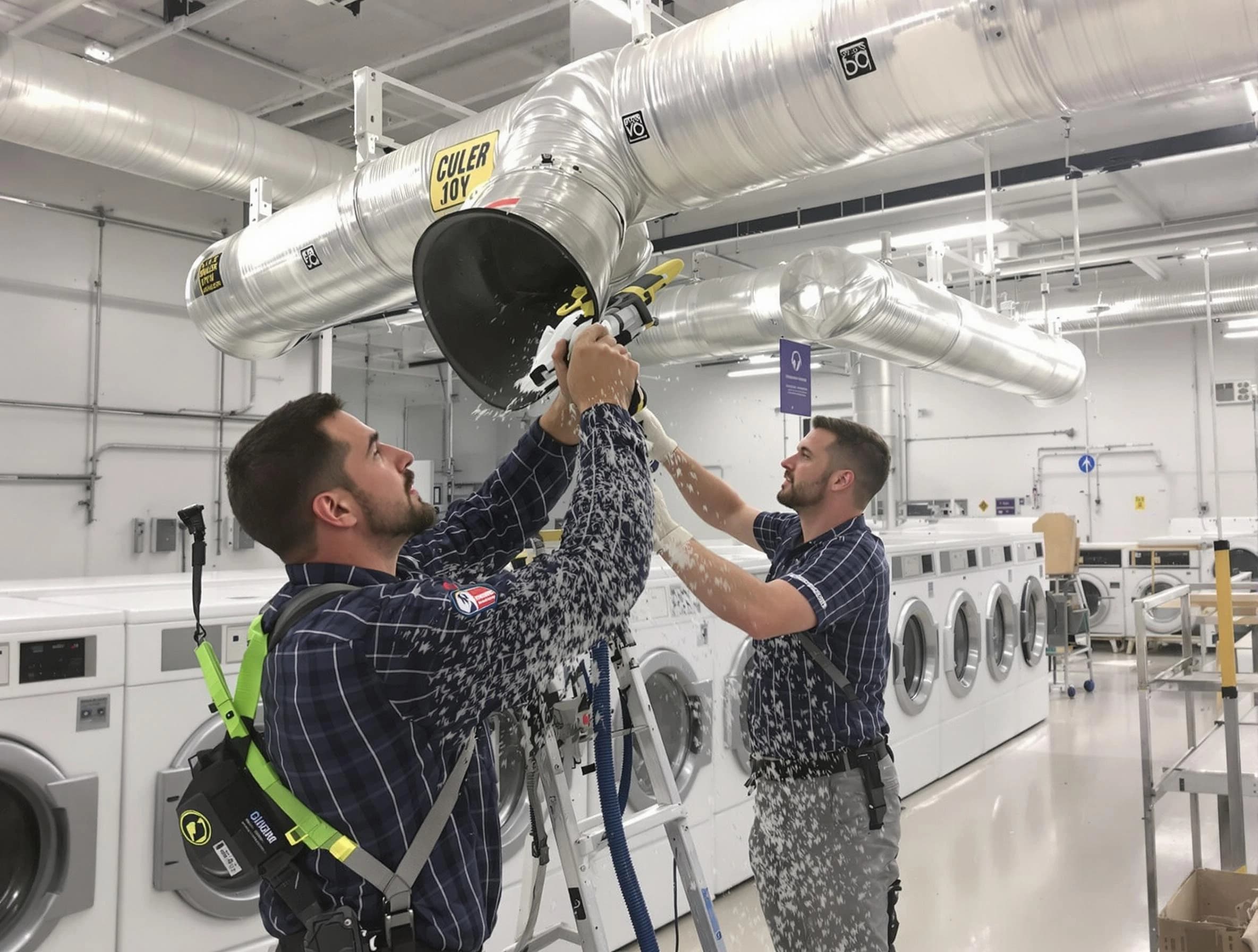 Corona Dryer Vent Cleaning team performing large-scale commercial dryer vent cleaning in Corona