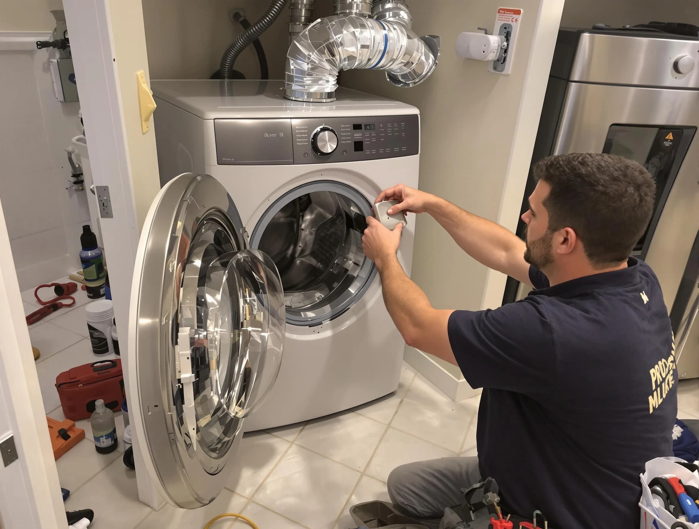 Corona Dryer Vent Cleaning technician performing precise dryer vent hose installation in Corona