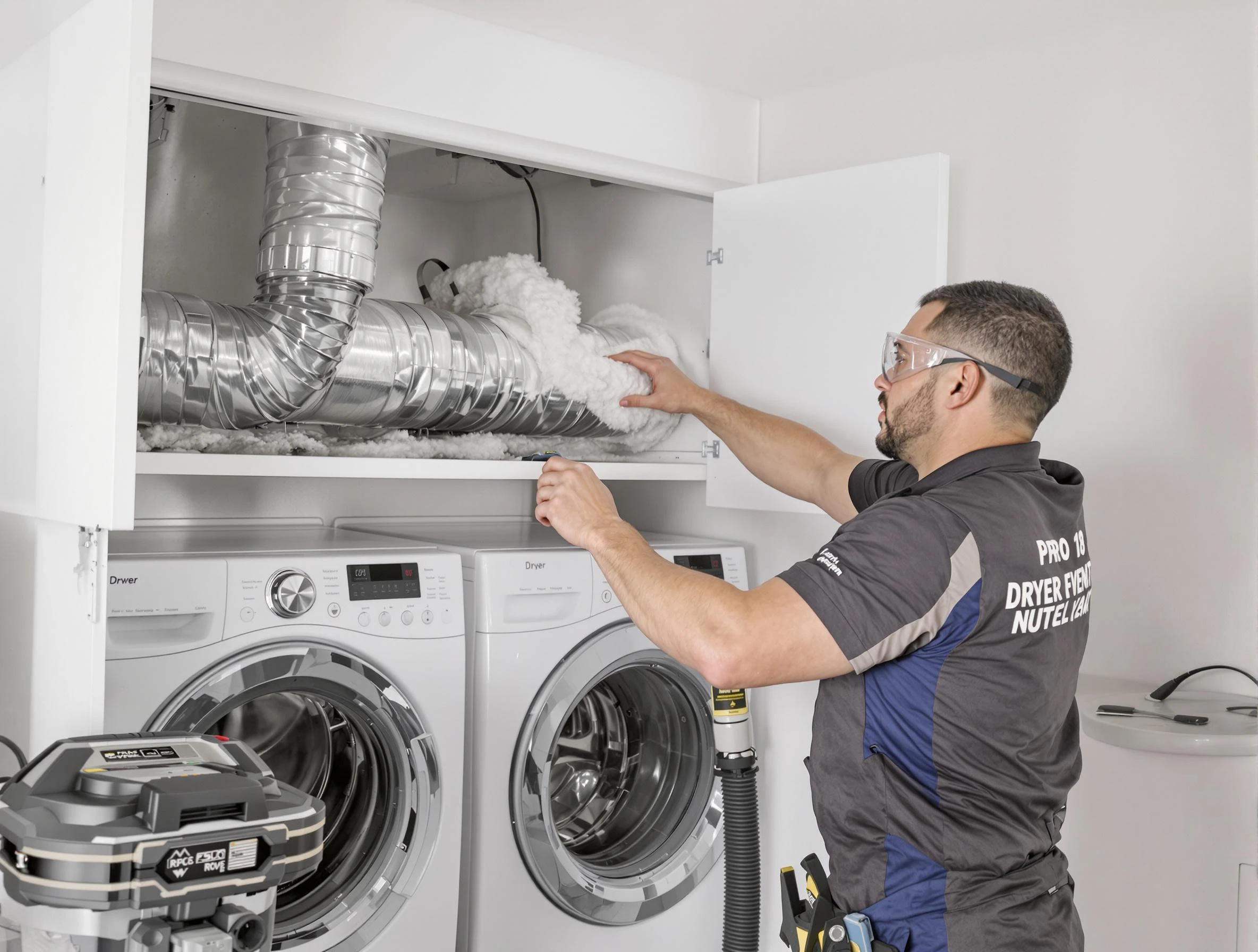 Corona Dryer Vent Cleaning certified technician performing specialized gas dryer vent cleaning in Corona