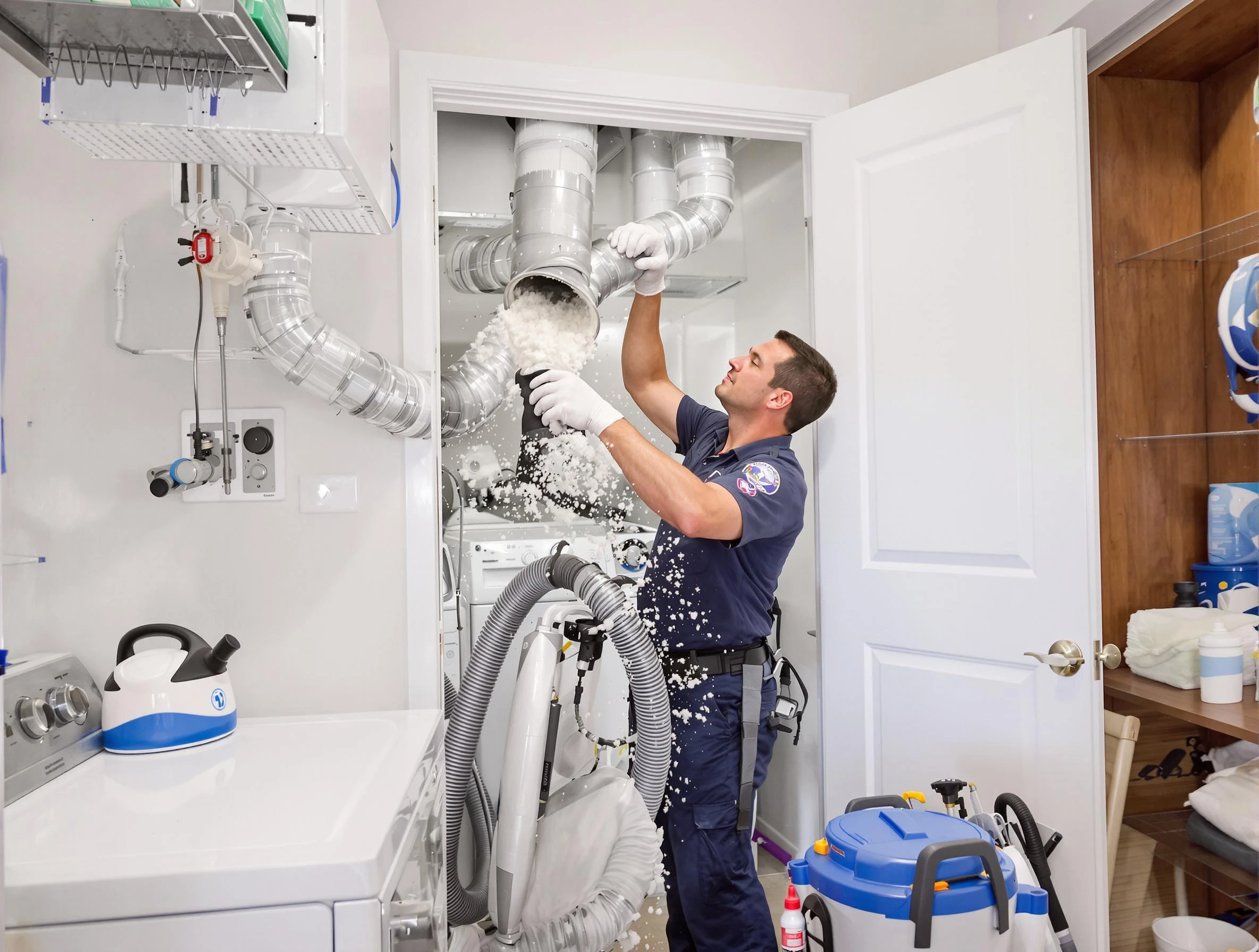 Corona Dryer Vent Cleaning technician delivering thorough residential dryer vent cleaning service in Corona